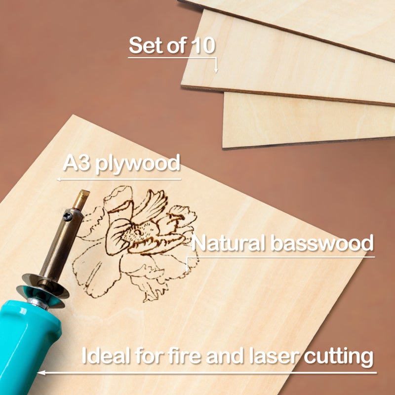 Feuilles bois tilleul découpe laser, contreplaqué, gravure - Test et Avis