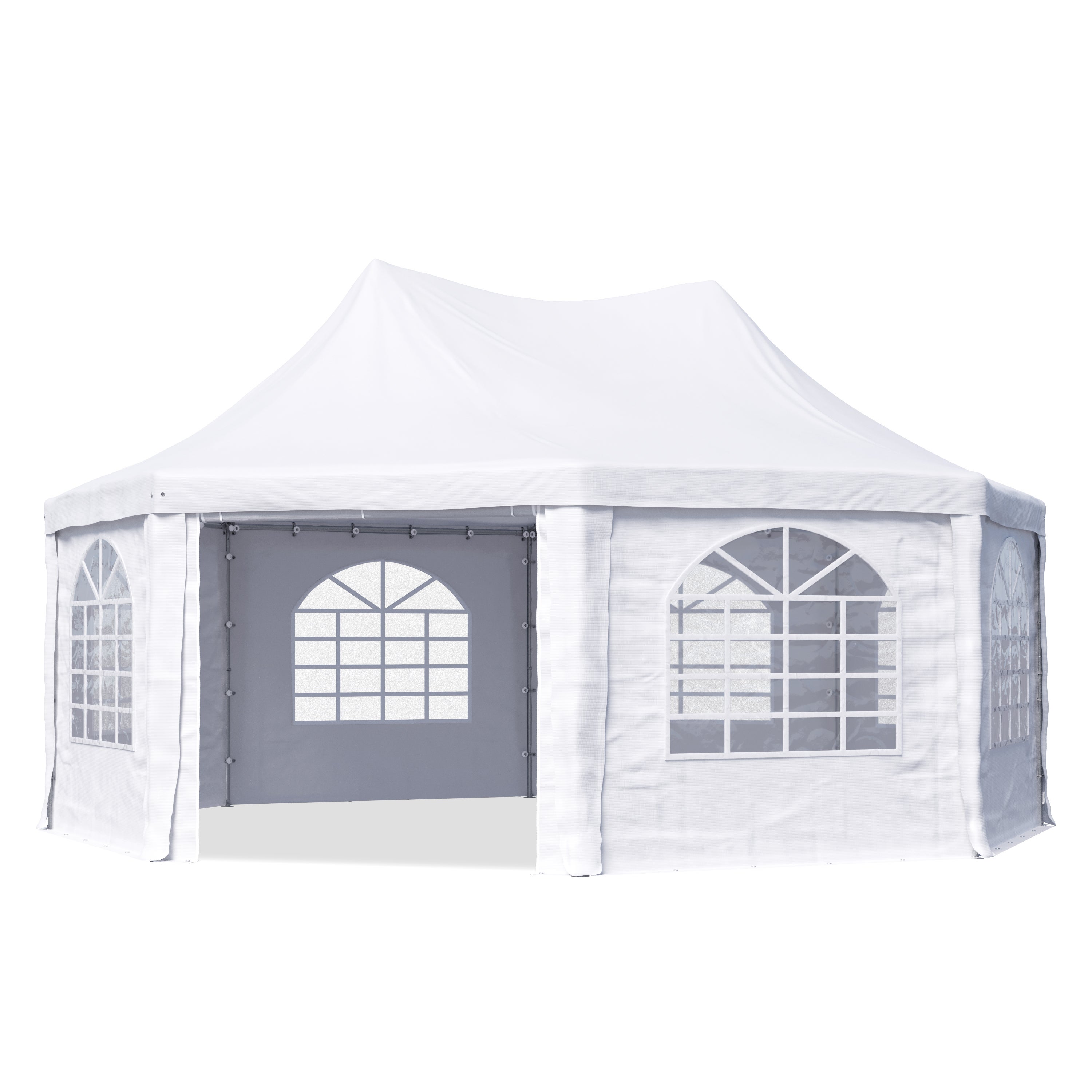 TOOLPORT Namiot Pagoda Pawilon 6x6 m – szybki i łatwy montaż z oknami – wytrzymała biała plandeka PVC 700 g/m²
