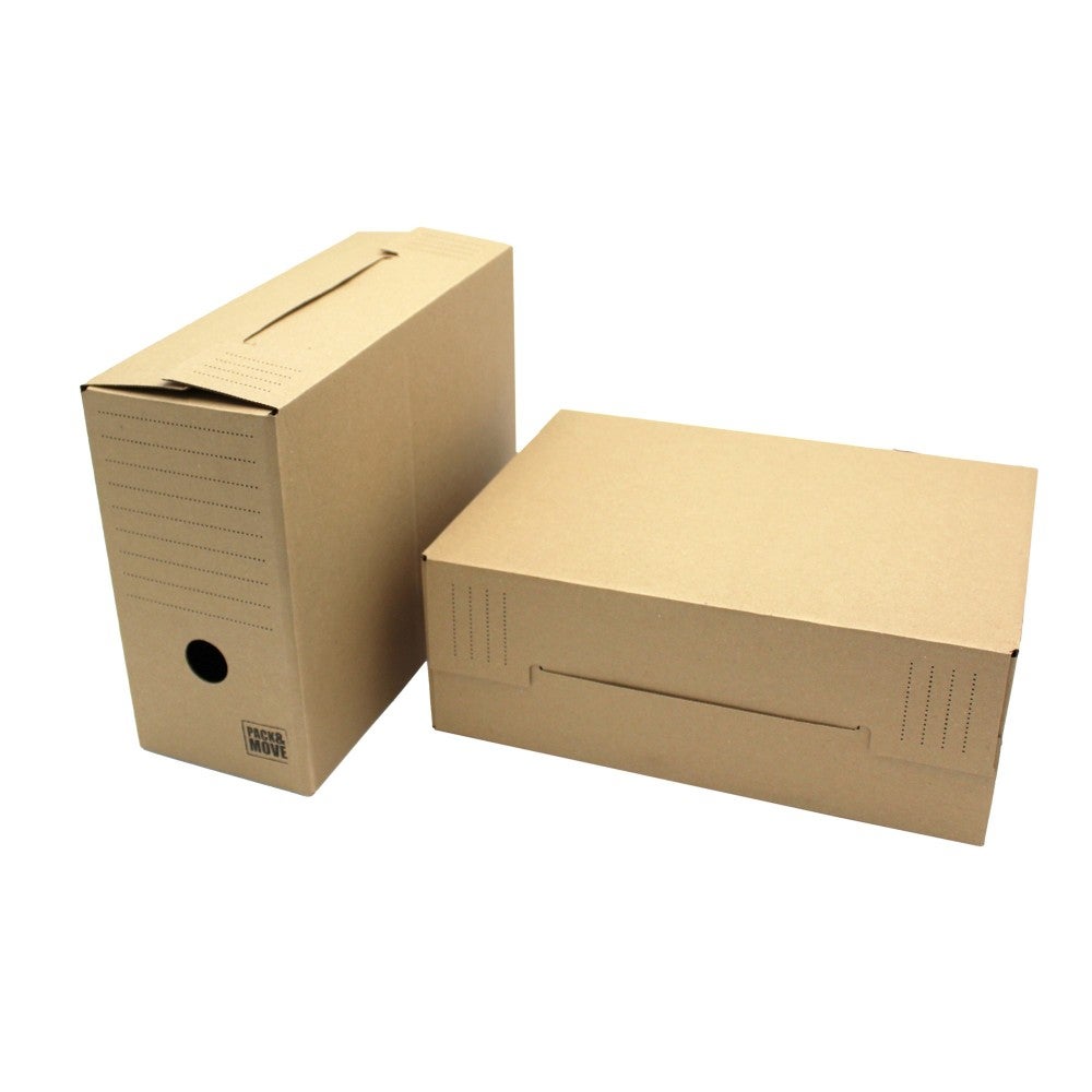 Pack and Move - Lot de 4 boites archives Taille M - 54 x 36 x 28 cm - Caisse de stockage incluse - 5