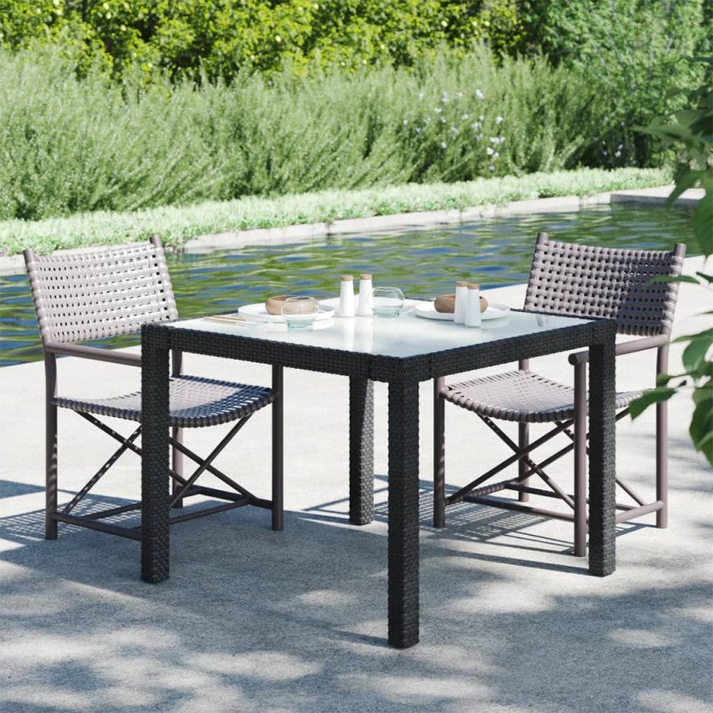 VidaXL Tavolo Giardino 90x90x75 cm Vetro Temperato e Polyrattan
