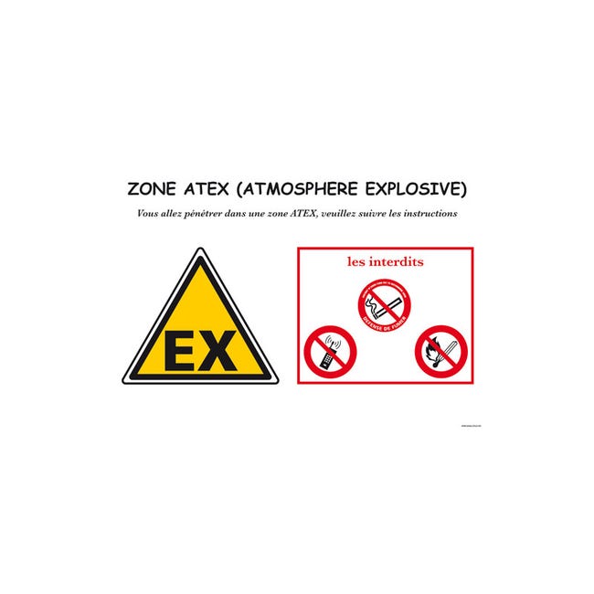 Paneau Rookzone Panneau de signalisation Zone ATEX (C1290) 630 x 450 mm Matière PVC ...