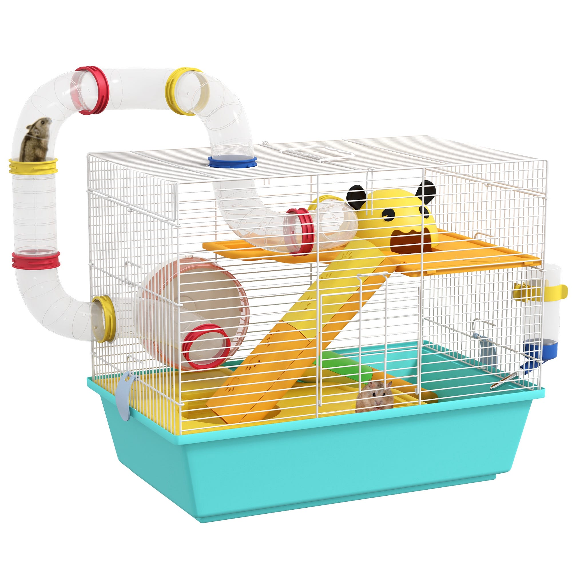 PawHut Cage pour hamster Acier, PP Multicolore 45x28x37 cm D51