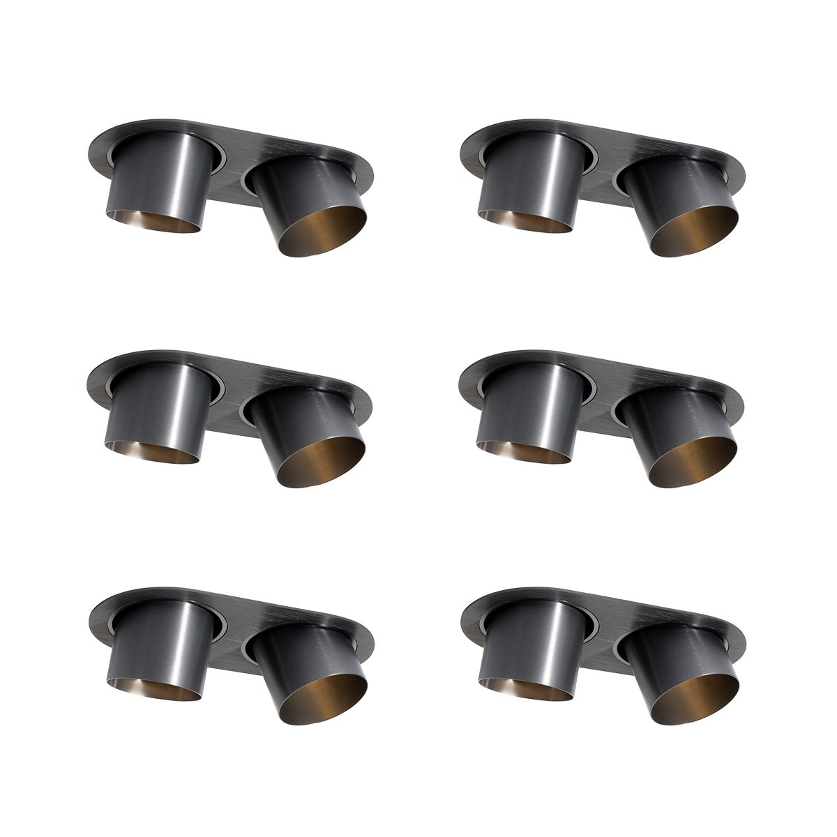 Juego de 6 focos empotrables color bronce GU10 70mm orientables 2-luces ...