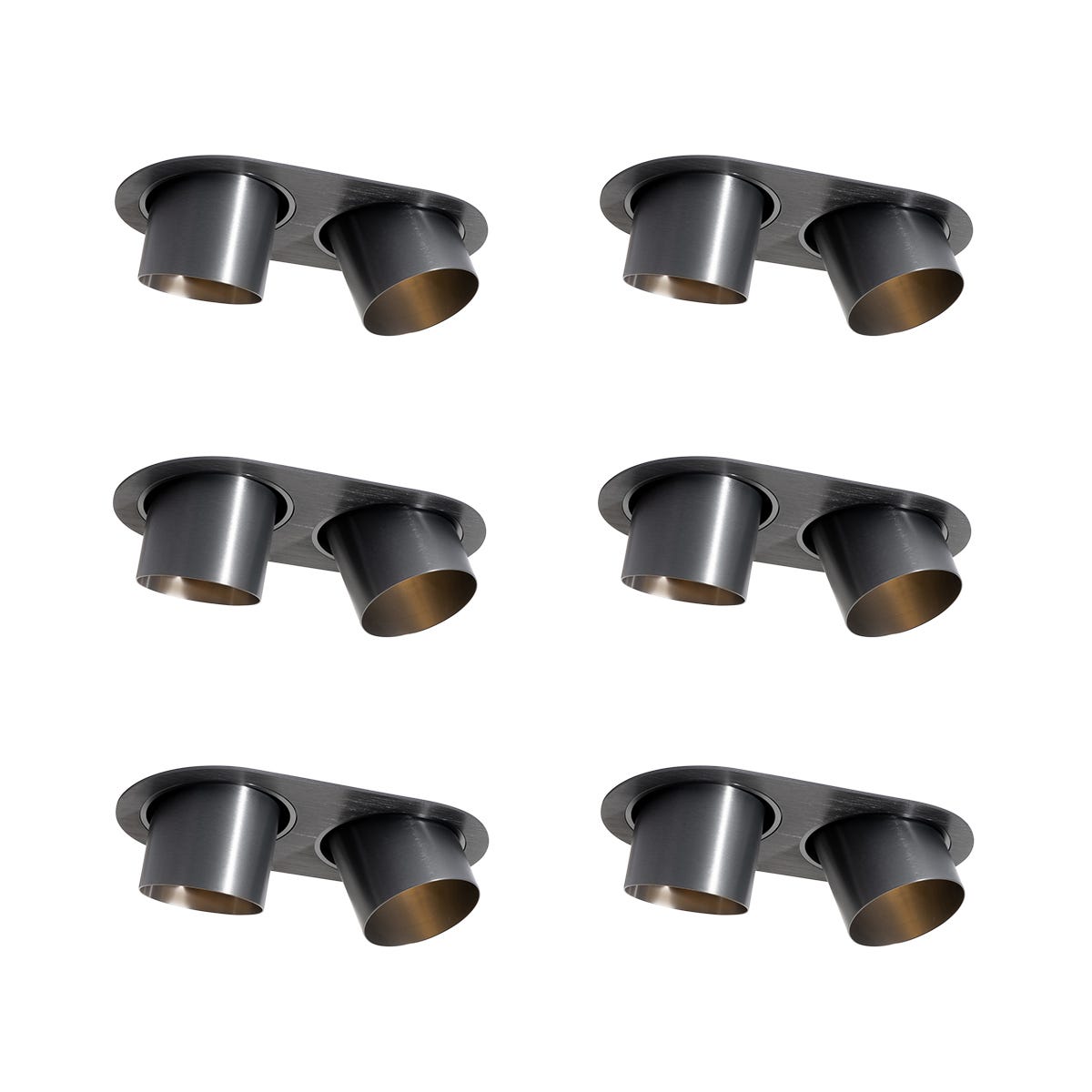 Installa Juego de 6 focos empotrables color bronce GU10 70mm orientables 2-luces ...