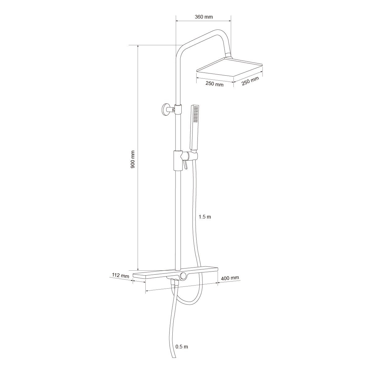 Colonne de douche Noir Mat Avec Tablette KIRA - 6