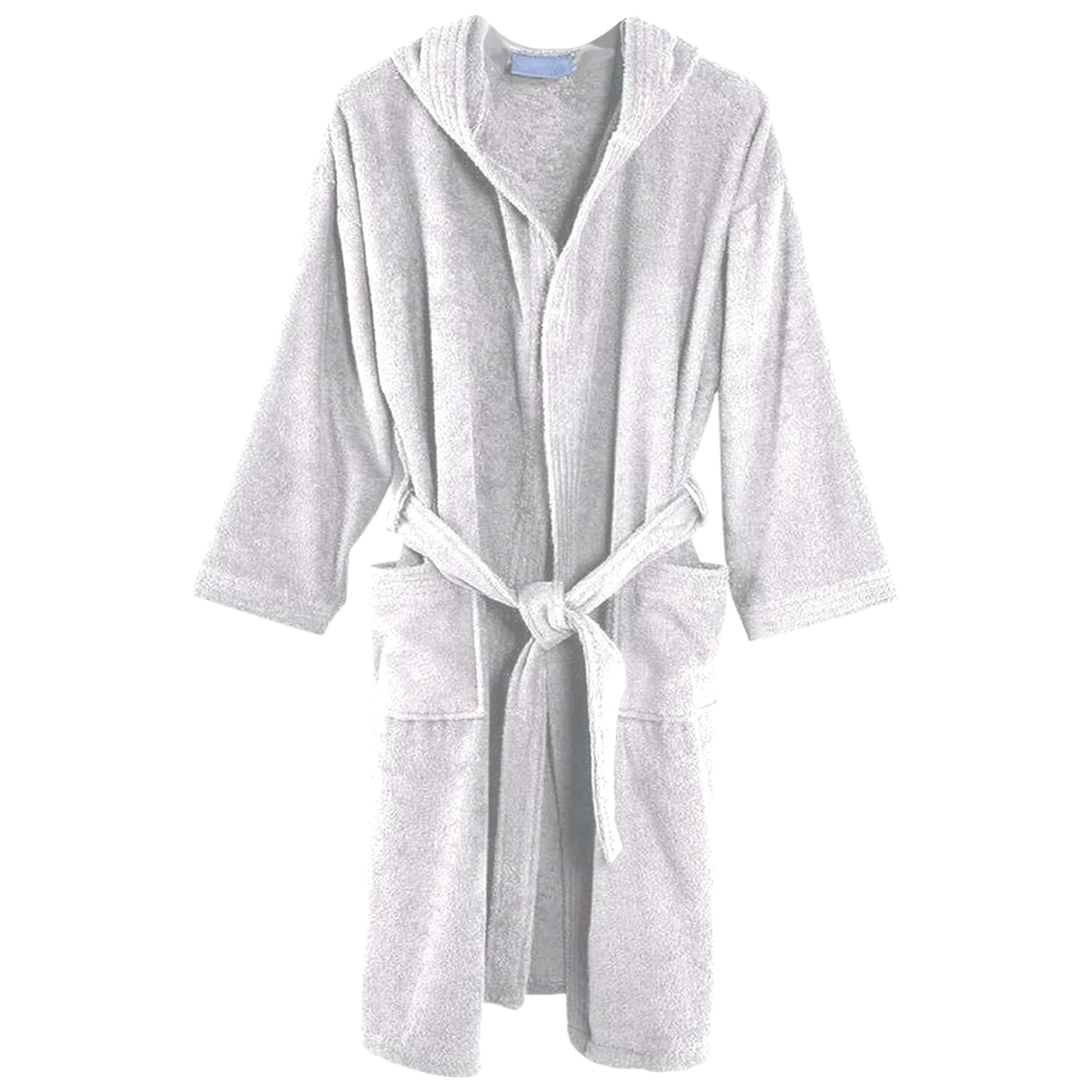 Peignoir unisexe en ?�ponge avec capuche et poches Blanc - M | Leroy Merlin