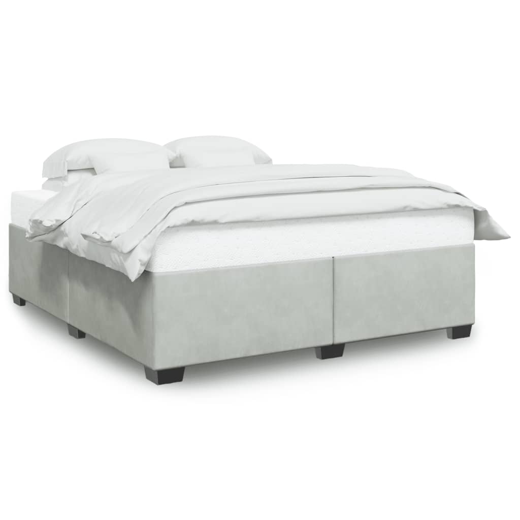 Cadre de lit sans matelas gris clair 200 x 200 cm en velours - 2