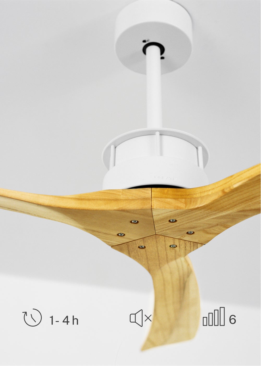 WIND LARGE DC - Ventilateur de Plafond 40W Silencieux XL Ø152 cm - Sans Lumière et Sans WIFI - 5