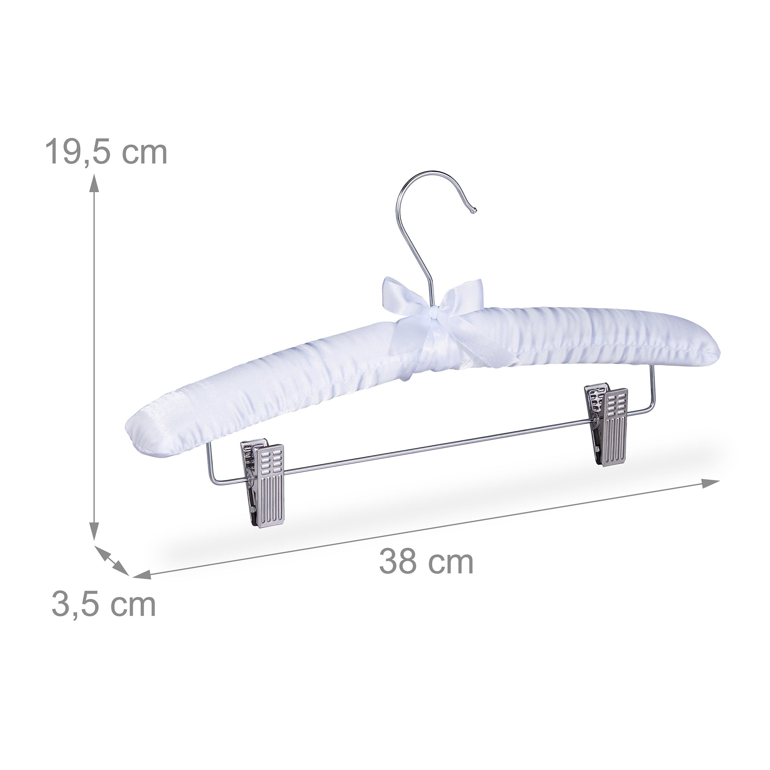 10x Set Grucce con Rivestimento in Raso, Vintage, Clip Scorrevoli, Gancio Girevole, Larghe 38 cm, Bianco - 3