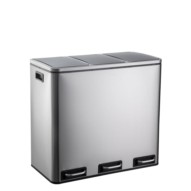 Kosz na śmieci / system segregacji odpadów Clean 9 - 54L (3x18L) stal nierdzewna srebrna hjh OFFICE