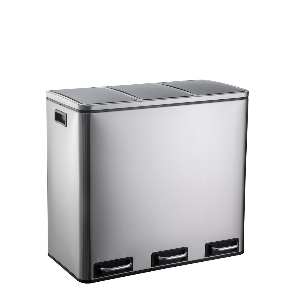 Pojemnik na odpady / system segregacji odpadów Clean 9 - 54L (3x18L) stal nierdzewna srebrny hjh OFFICE