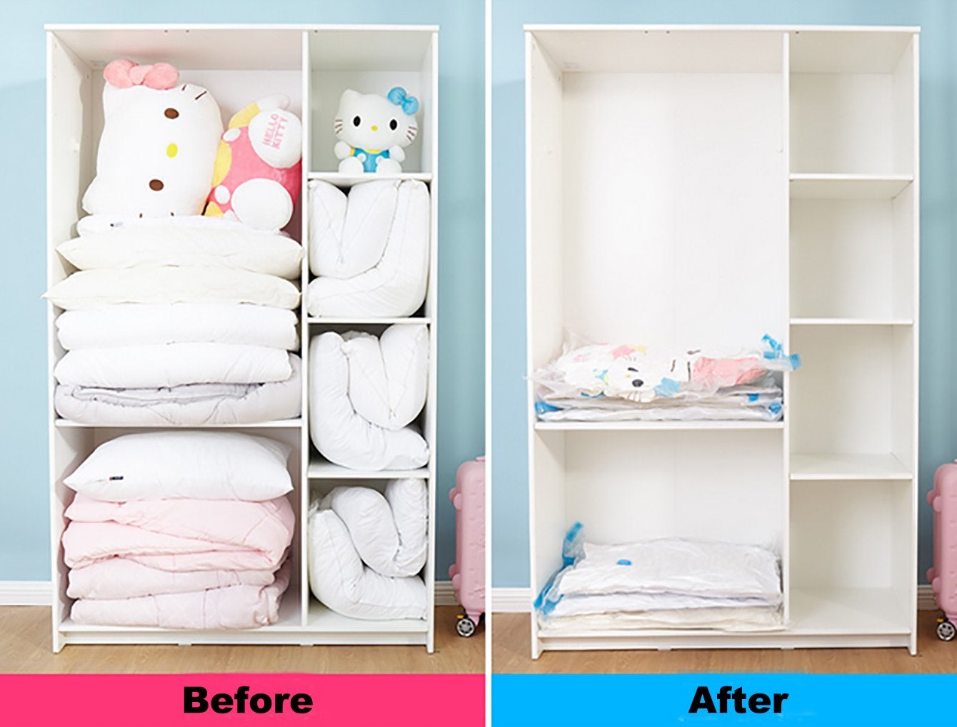 5pcs sac de rangement sous vide sac de rangement maison organisateur pliable joint compressé sac d'économie de voyage, 60x40cm - 5