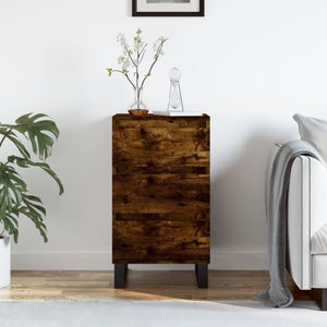 VidaXL 2 Credenze In Legno Multistrato Rovere Fumo - 40x35x70 Cm - Con Ante E Gambe In Metallo - 2