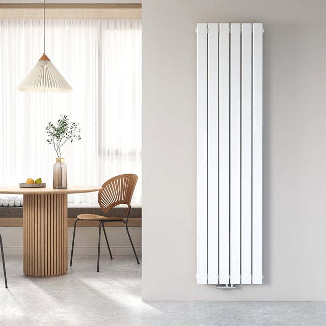 Heilmetz Radiateur à eau chaude vertical 1624 W, double rangée en acier blanc, 180 × 46 cm, raccordement central