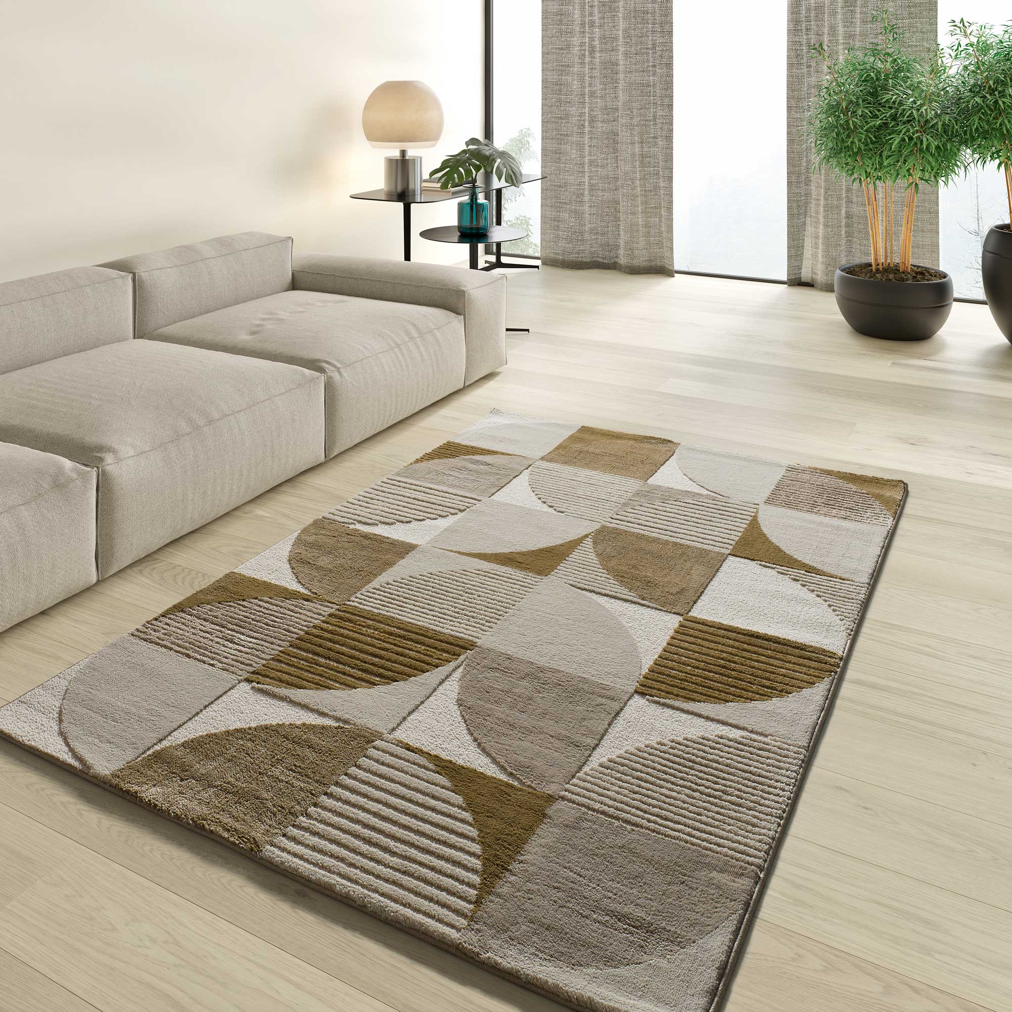 Prostokątny wielokolorowy dywan do wnętrz 140 x 200 cm MELFI geometryczny - ATTICGO