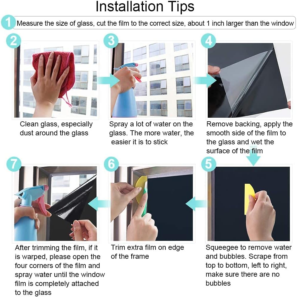 Película para vidros com escurecimento total, película de privacidade para escurecimento do ambiente, 100% de bloqueio de luz, sem cola, 40 x 200 cm - 4
