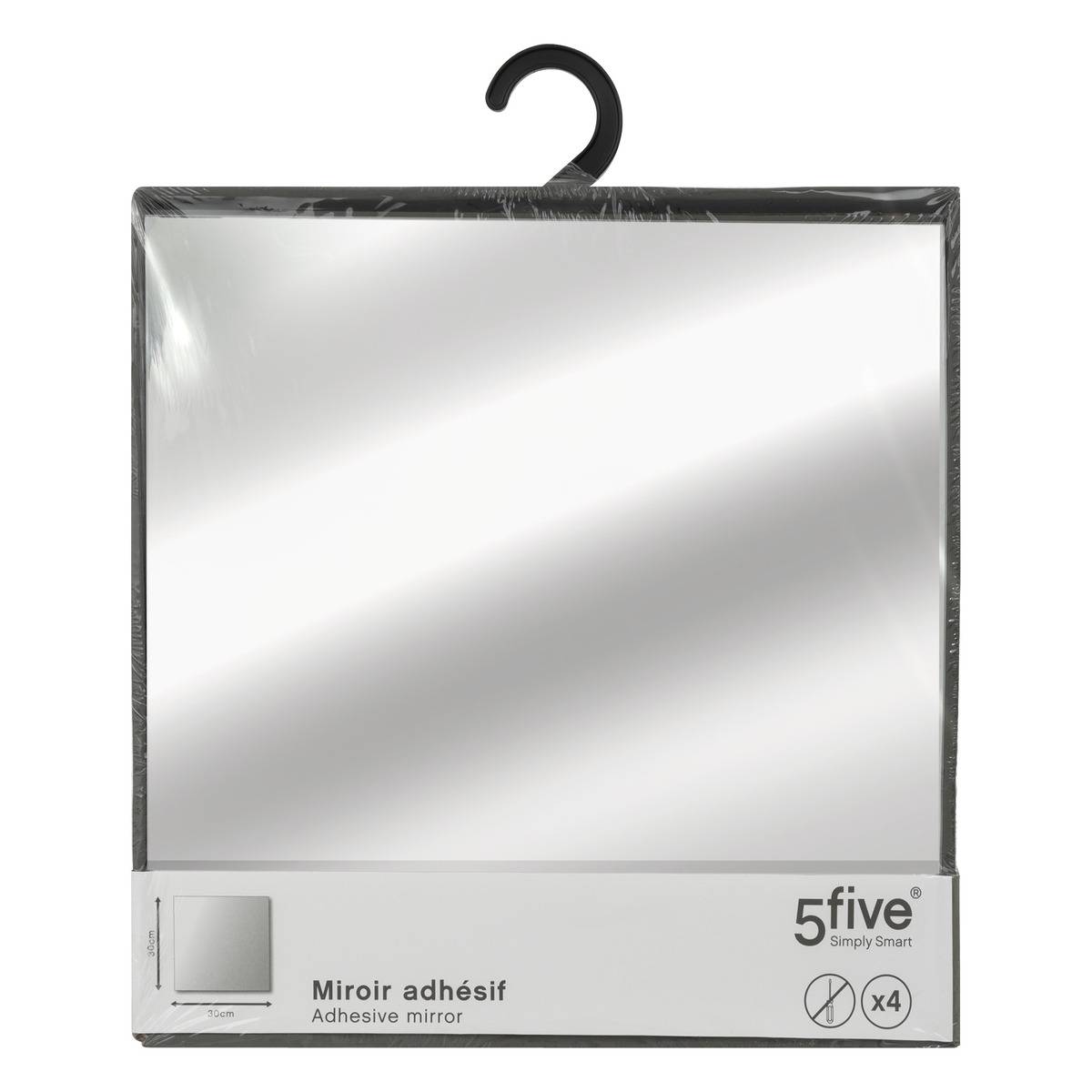 Lot de 4 miroirs carrés adhésifs 30x30 - 5five - 2