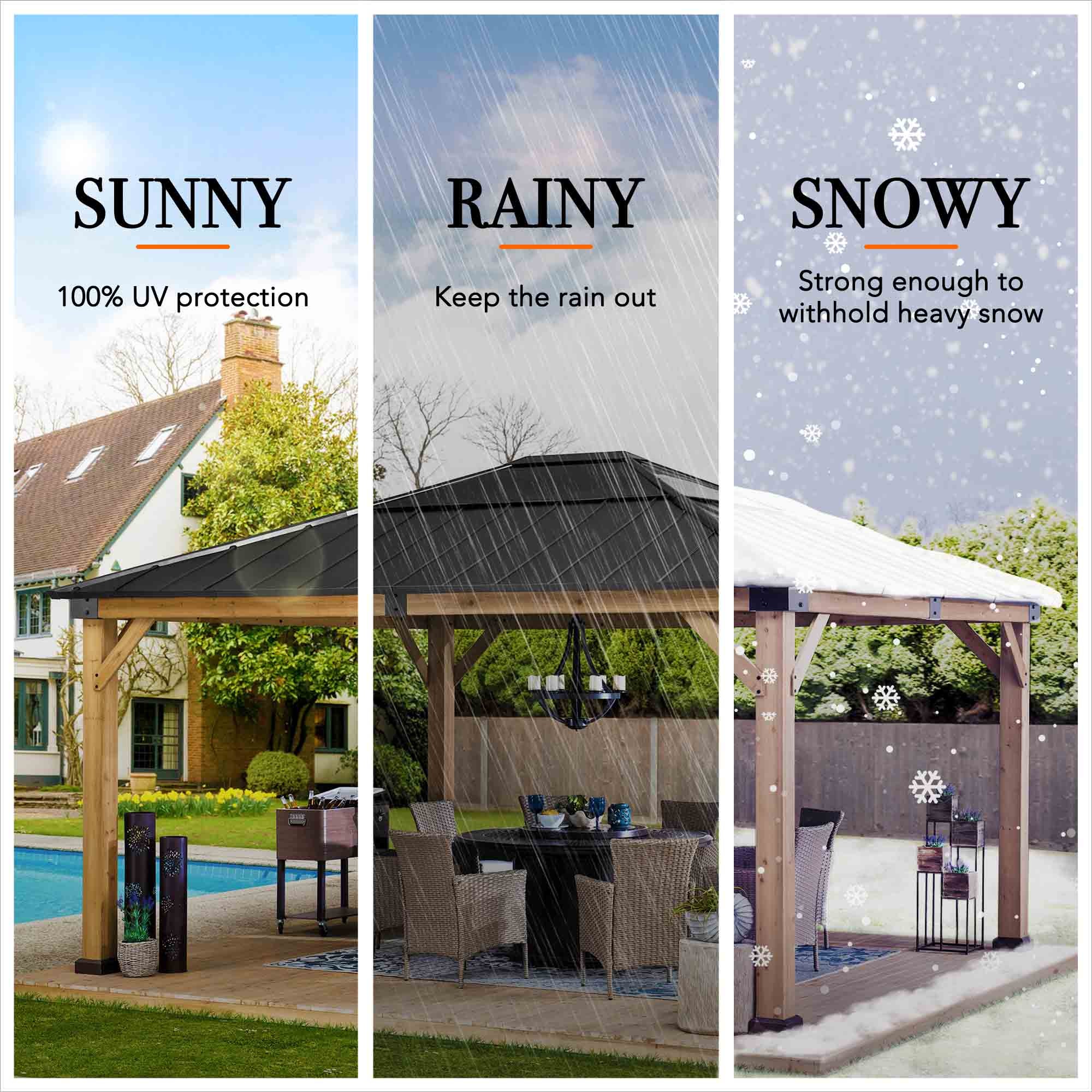 Gazebo in legno di cedro ERNIR - 393 cm x 452 cm, antracite - 10