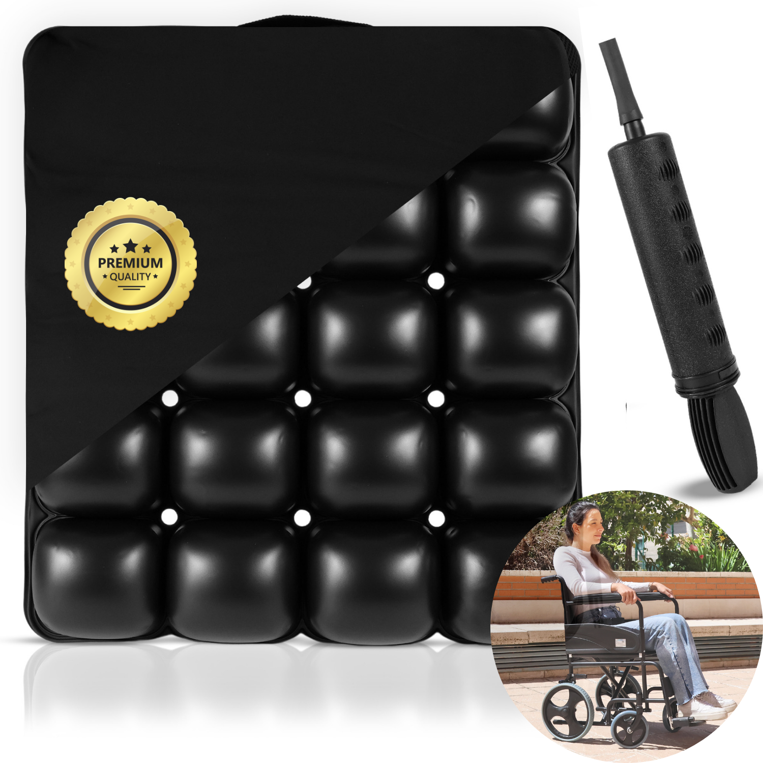 Cojín Antiescaras de Aire Cojín para Silla de Ruedas con Inflador - Main Image