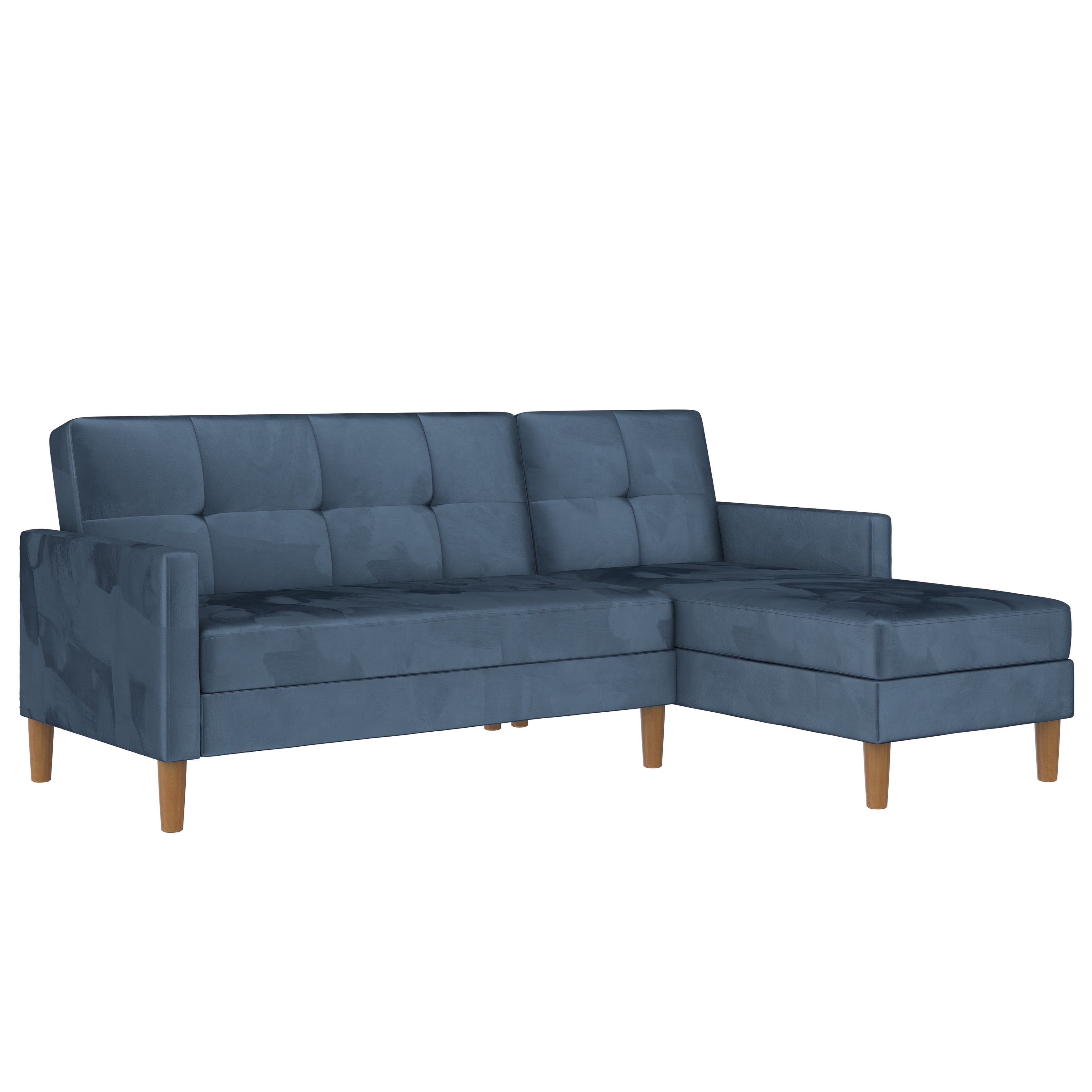 Canapé D'Angle 3 Places Avec Chaise Longue Modulable - Velours Doux, Sans Montage - Noir, Dimensions 265x165x67 Cm