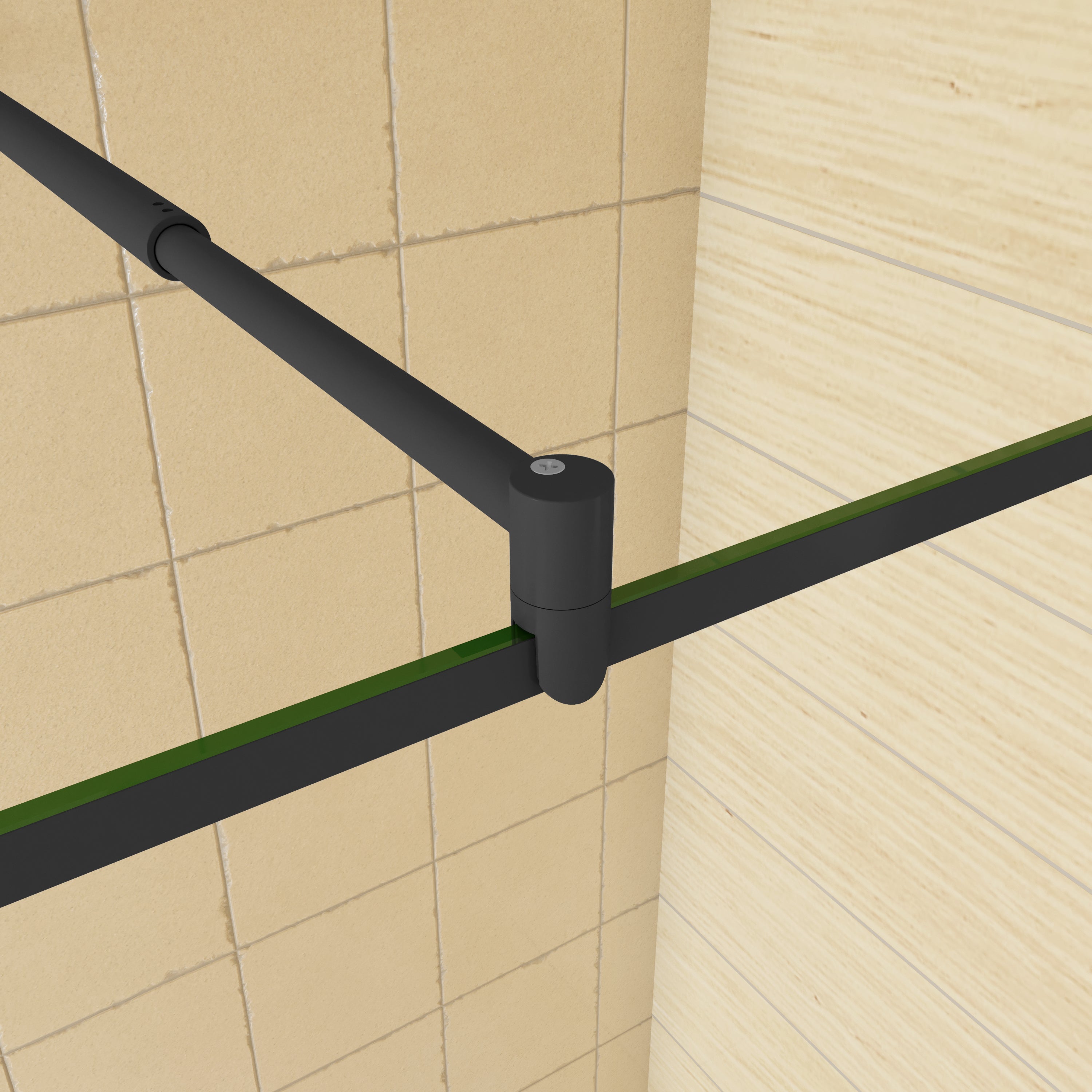 Ducha Casa 100x200cm Panel de ducha frontal 1 hoja perfil negro, 8mm cristal templado antical, serigrafía rodeada, barra 70-120cm - 4