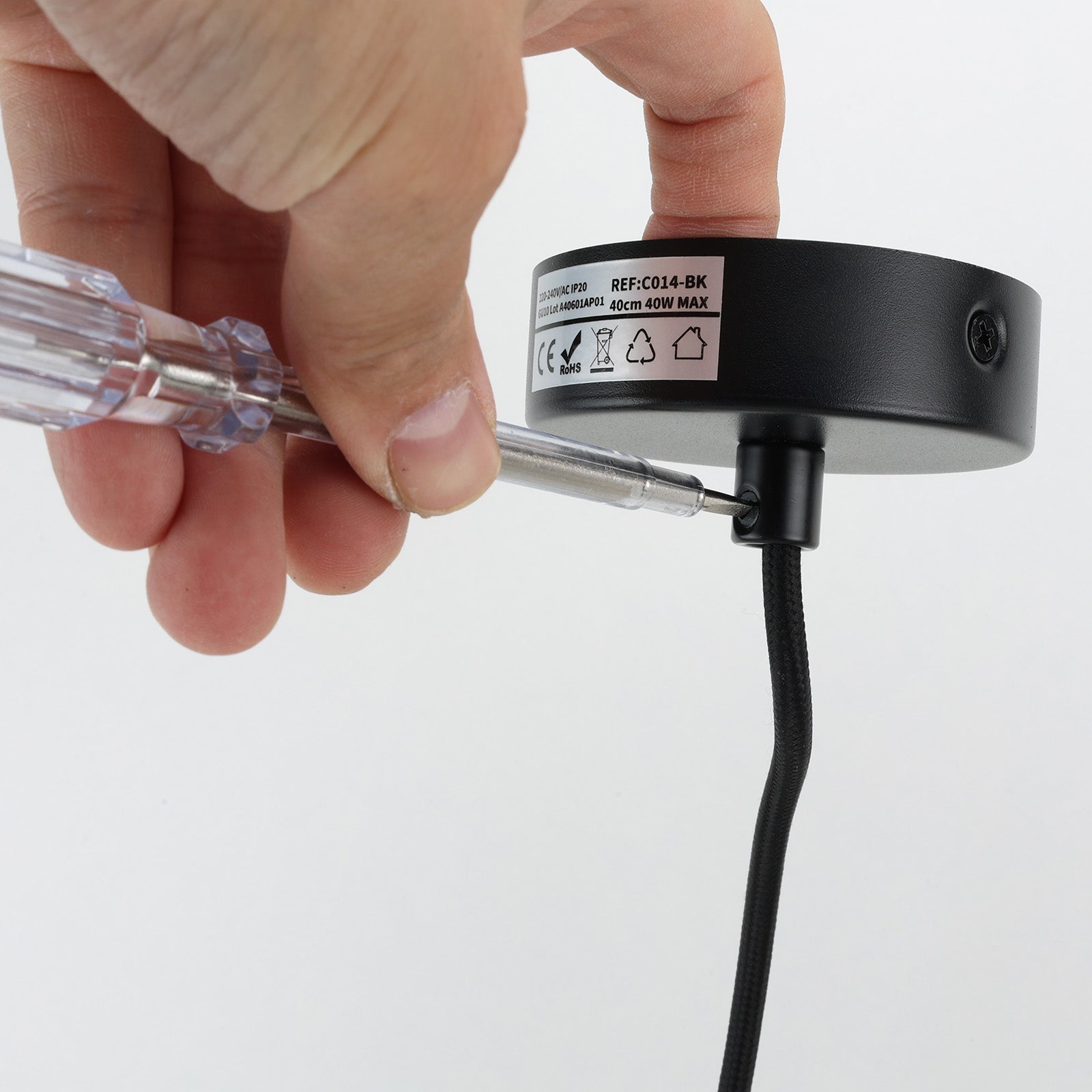 Luminária Pendente de Teto Moderna em Alumínio Preto Minimalista em Formato de Tubo 40cm com Soquete GU10, Altura Ajustável. - 4