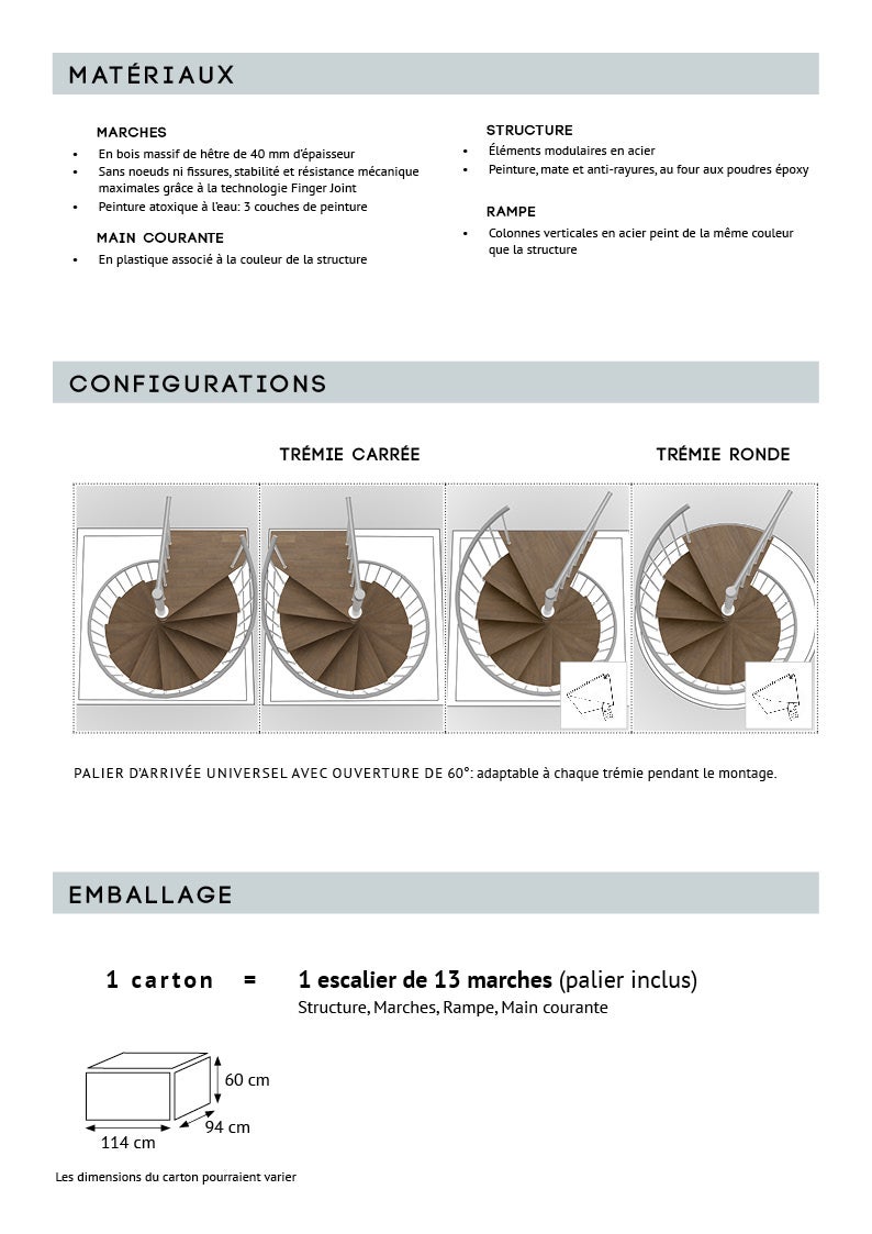 Luna - Escalier en colimaçon - Ø 120 cm - 13 Marches - 3