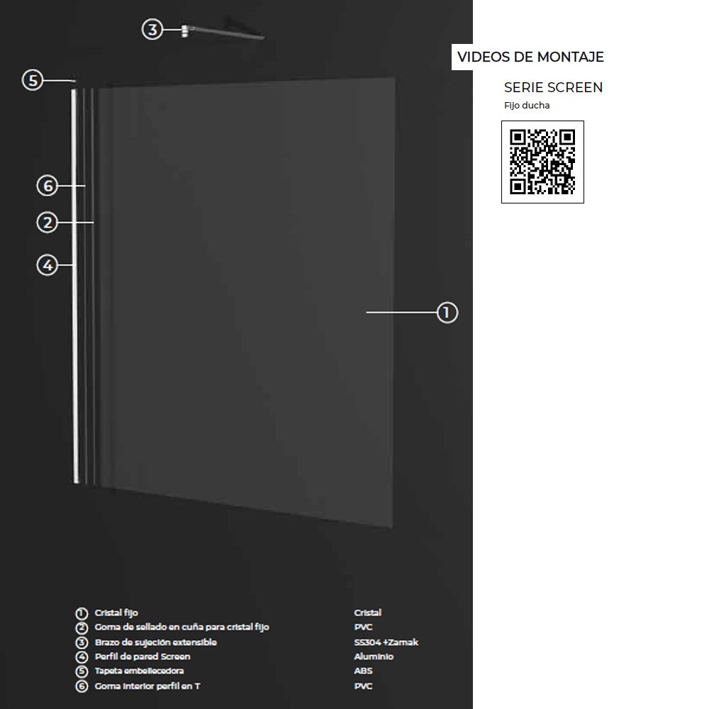 Painel de Chuveiro Fixo Walk In | Vidro Temperado 8mm Anticalcário Transparente | Altura 200cm | Cromo 140cm - 4