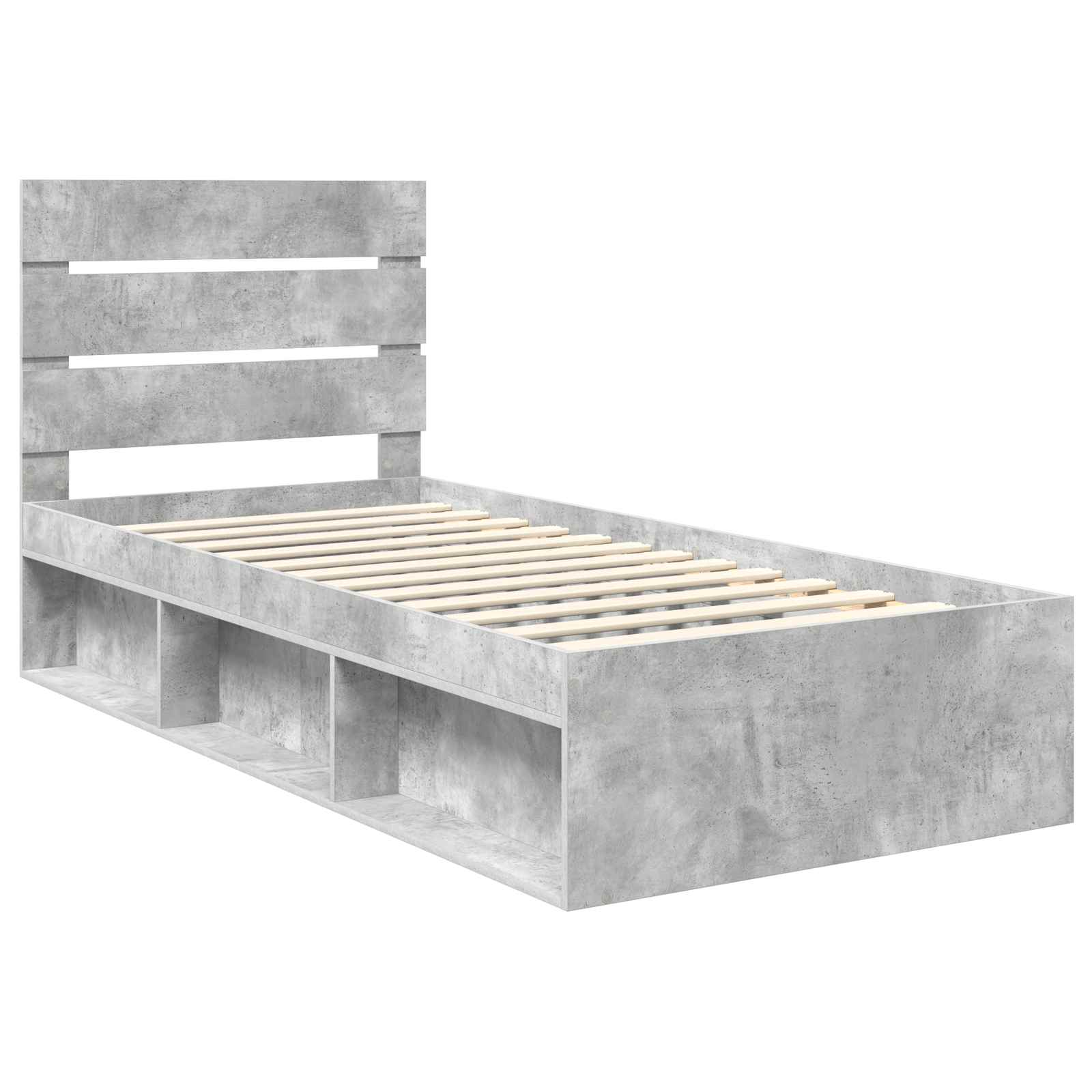 Cadre de lit Gris Béton 100 x 200 cm Bois de pin massif - 4