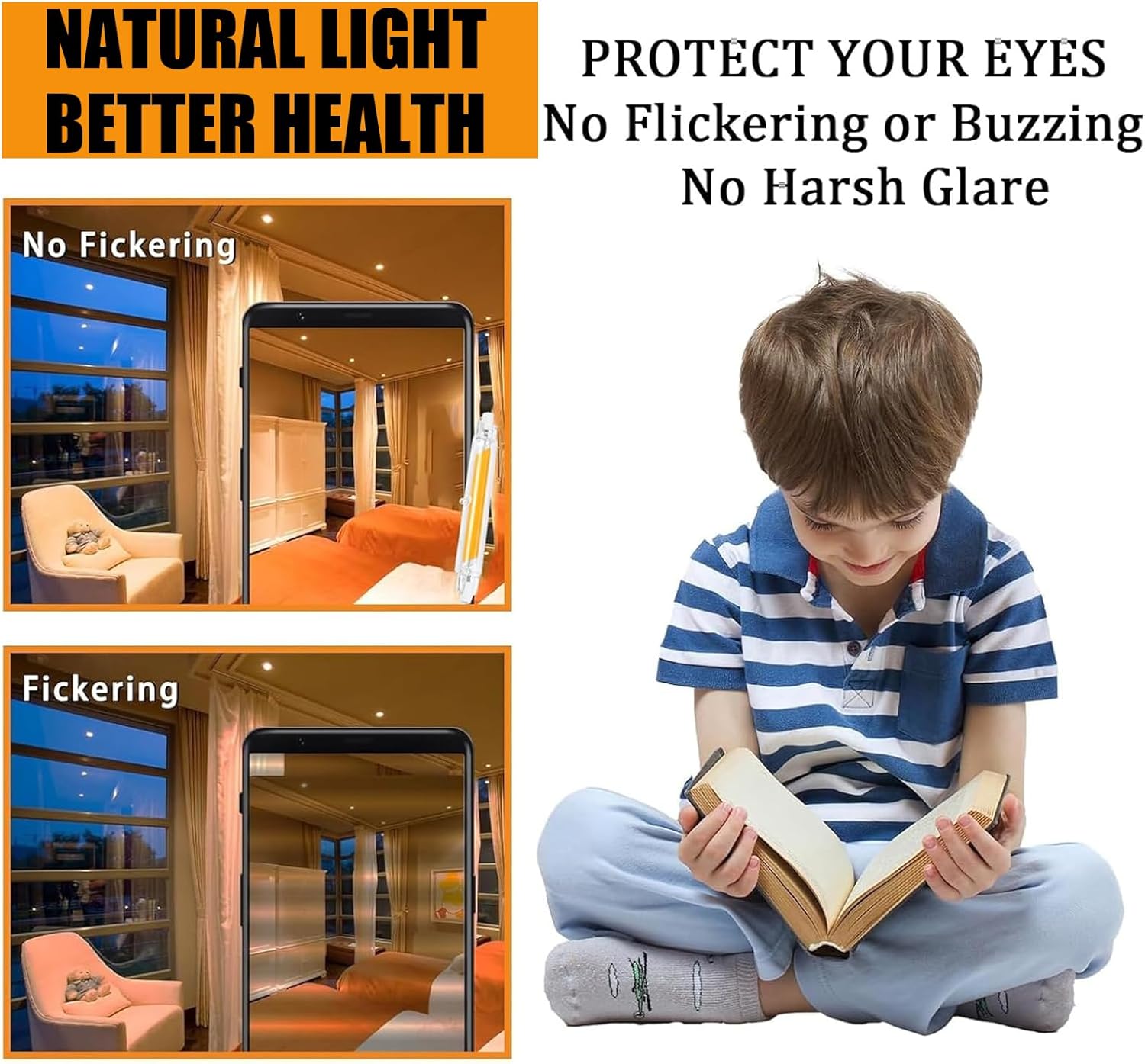 Confezione da 2 lampadine LED R7S da 118 mm dimmerabili, 30 W equivalenti a lampadine alogene da 118 mm e 300 W, senza sfarfallio, bianco caldo 3000 K - 4