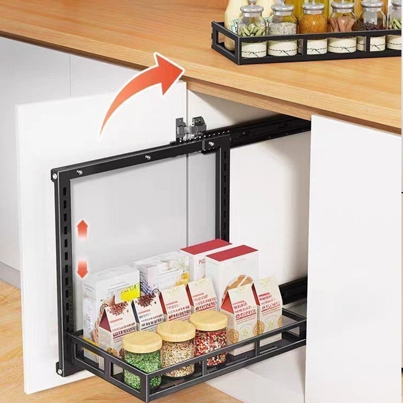 Étagère de rangement sous évier de cuisine, panier coulissant mural, rangement pour armoire et salle de bain, double couche, 30 cm - 3