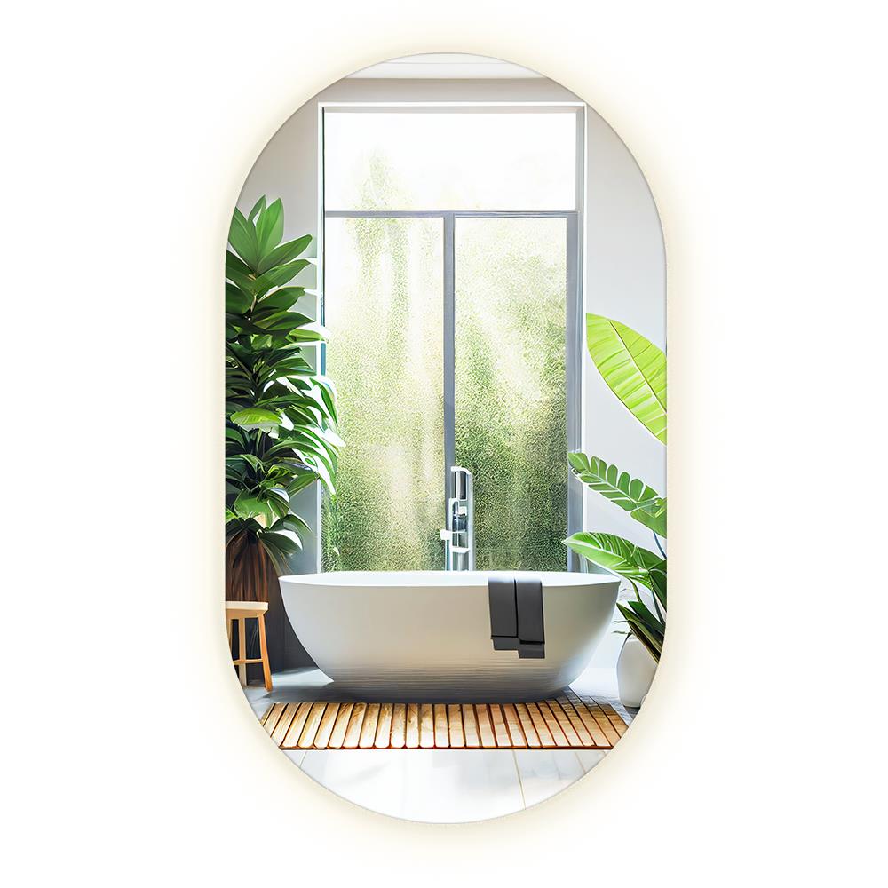 Espejo de baño irregular - ovalado - led para colgar en la pared - luz cálida – 40x70