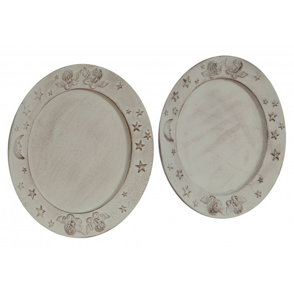 Biscottini plato pared cerámica - plato decorativo pared acabado blanco envejecido - plato decorativo para colgar para salón - 31x3x31 made in italy