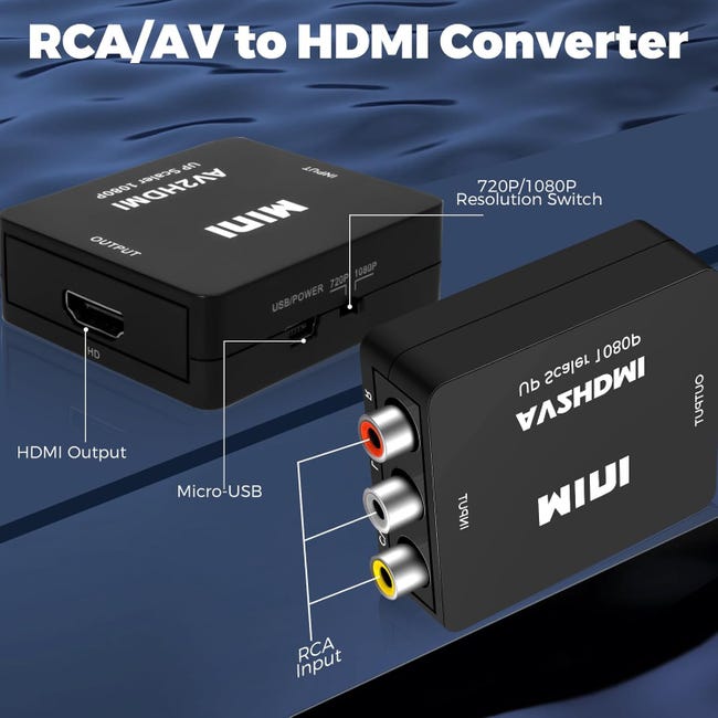 Convertore da RCA a HDMI 1080P RCA composo CVBS AV a HDMI Adattatore convertore audio video per PS2 Wii Xbox SNES N64 VHS VCR Camera 44 Convertore da RCA a HDMI 1080P RCA composo CVBS AV a HDMI Adattatore convertore audio video per PS2 Wii Xbox SNES N64 VHS VCR Camera 44