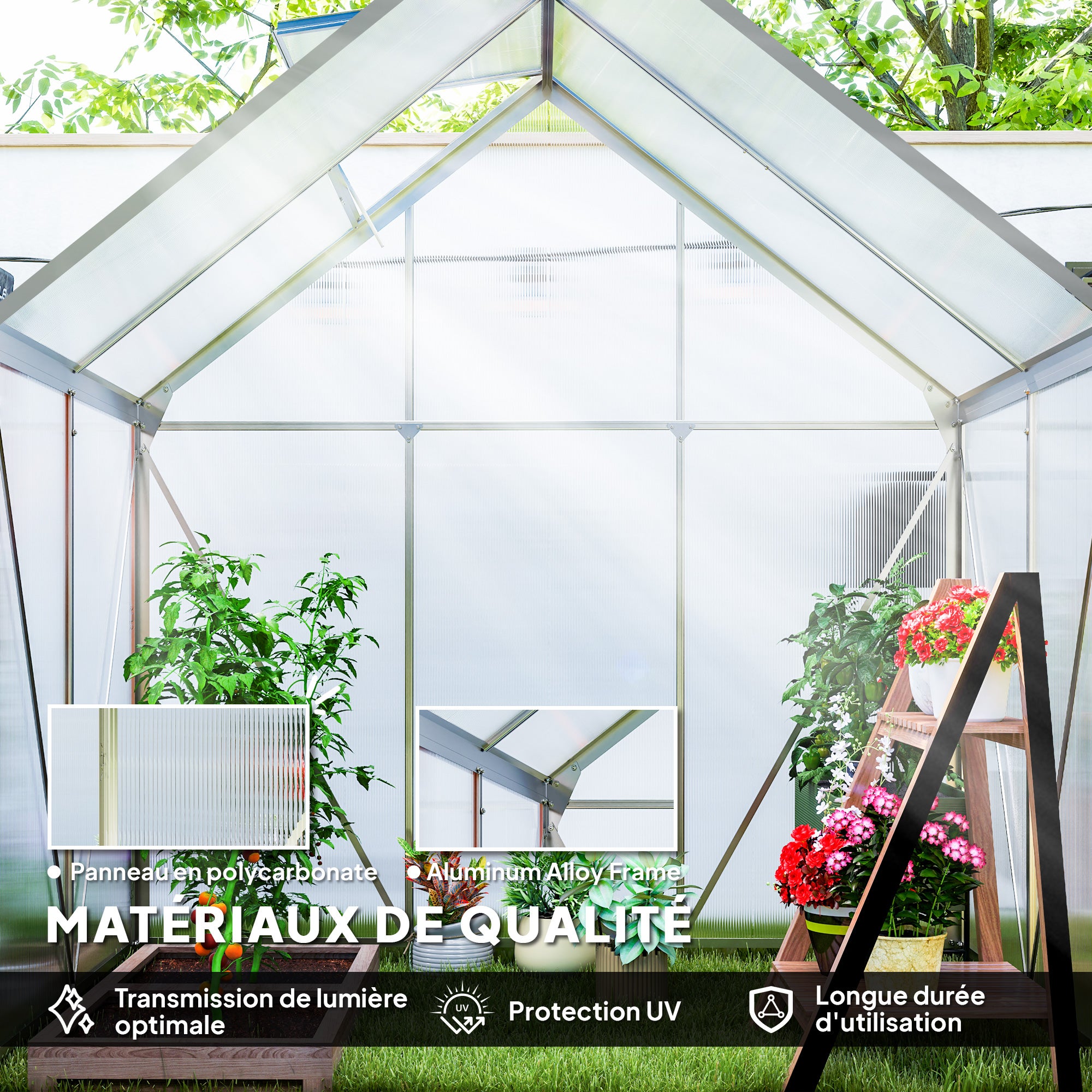Serre de jardin polycarbonate Outsunny - 4