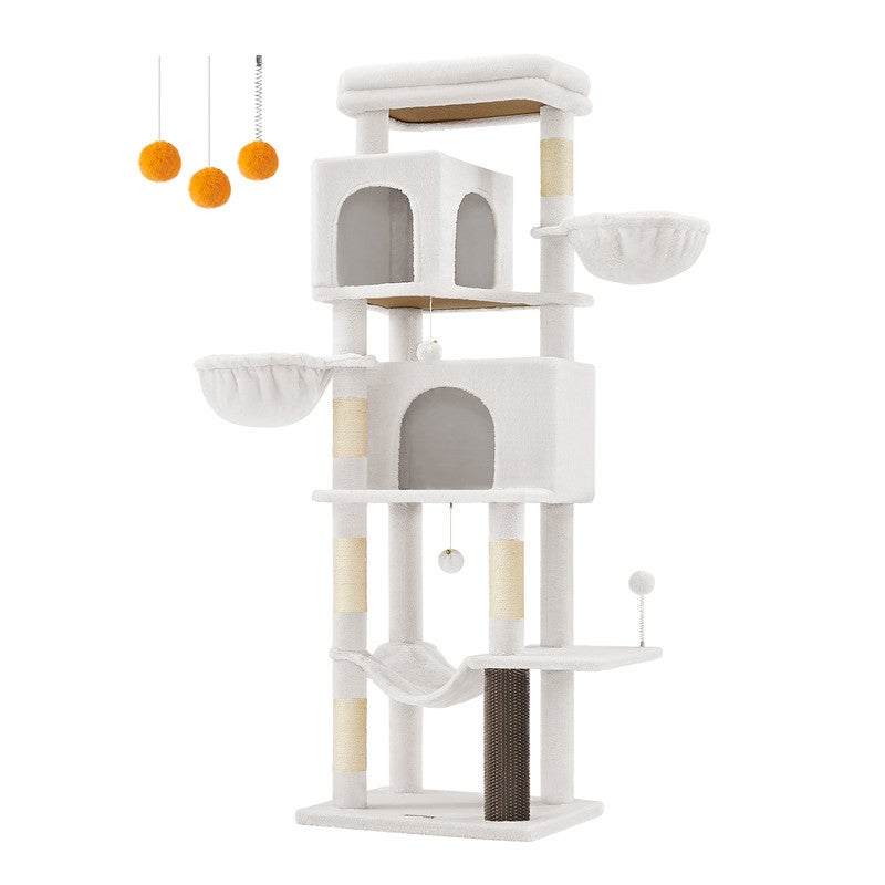 Arbre à Chat Mural Avec Niches Et Griffoirs En Sisal - Stable Jusqu'à 10 Kg, Couleur Beige | Idéal Pour Petits Espaces, Jouet Intérieur Pour Chat