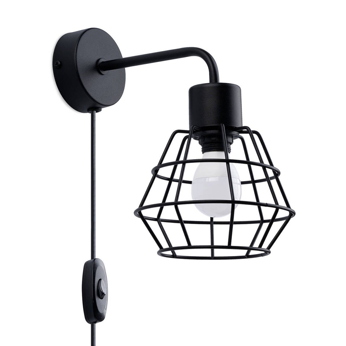 Kinkiet ścienny Suba czarny 1xE14x10W z włącznikiem wym: 16,5 x 23 x 15 cm metal IP20 Sollux Lighting