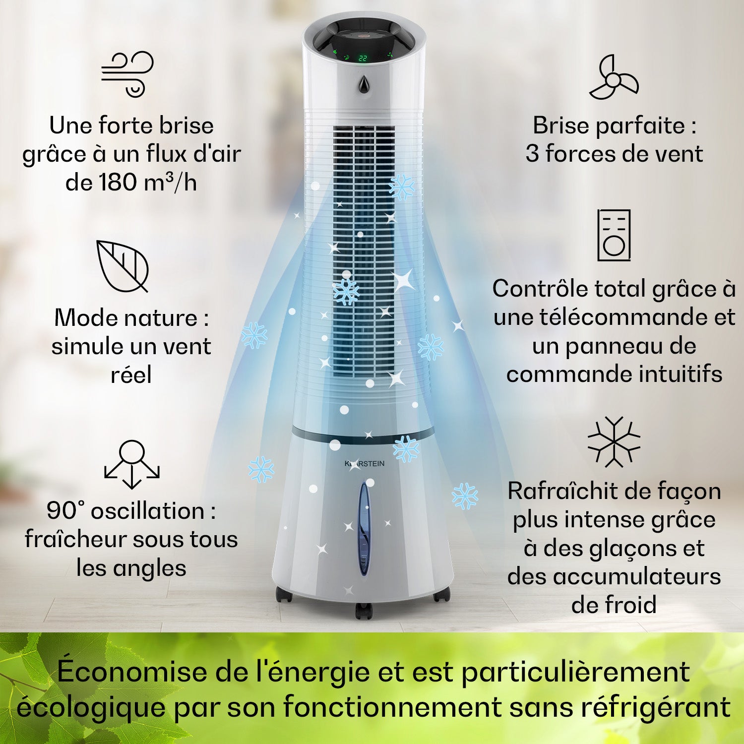 Rafraîchisseur d'air - Klarstein - ventilateur humidificateur d'air - 6l - climatiseur mobile sans evacuation - Gris - 3