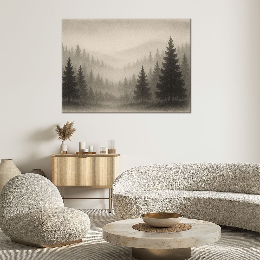 Quadro Su Tela "Alberi Dorati Foresta" 120x80 Cm - Decorazione Moderna Per Soggiorno E Camera, Colori Intensi, Tela Tesa A Mano