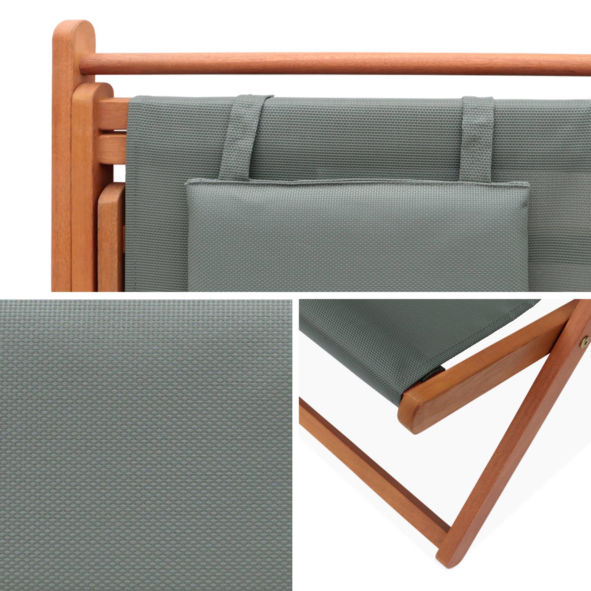 Chiliennes bois - Creus - 2 transats en bois d'Eucalyptus huilé avec coussin repose-tête savane CREUS - 6