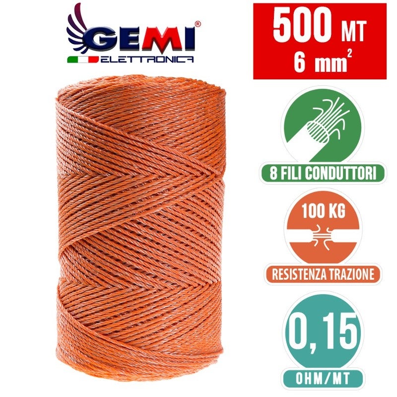 FIL DE CLÔTURE ÉLECTRIQUE Clôture Électrifiée 500 MT 6 Mm² Pour Animaux Chevaux Chiens Sangliers Vaches Porcs Poules Gemi Elettronica - 3