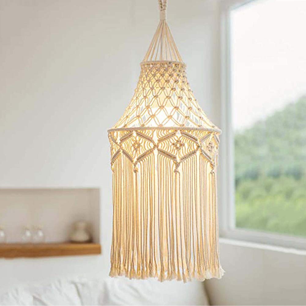 LOMOHOO Tapisserie murale en macramé beige vert