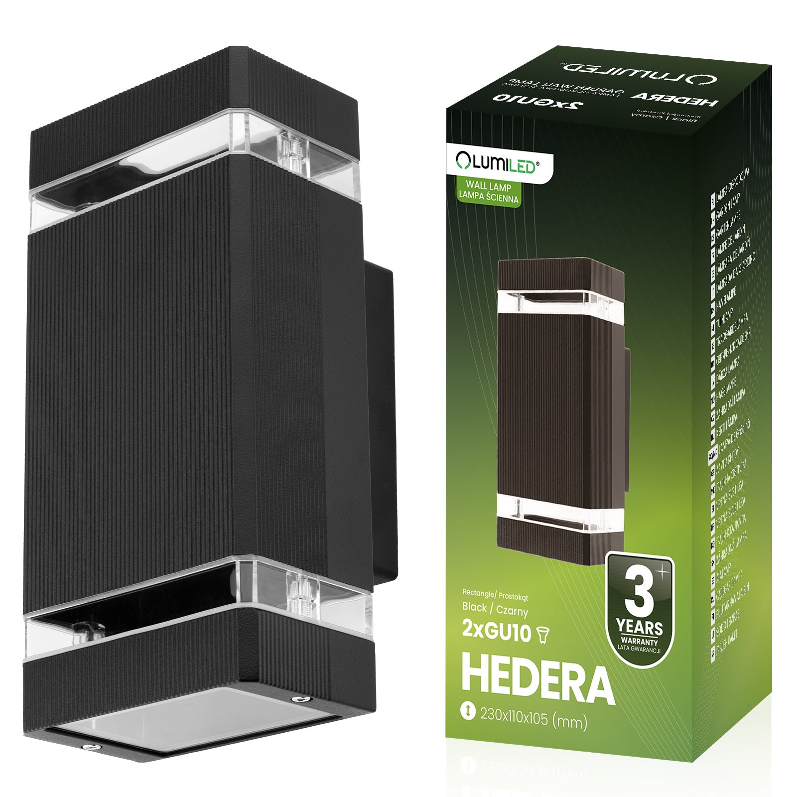 Lampa Ogrodowa Lumiled Kinkiet Elewacyjny GU10 Czarny Aluminium 1 szt.
