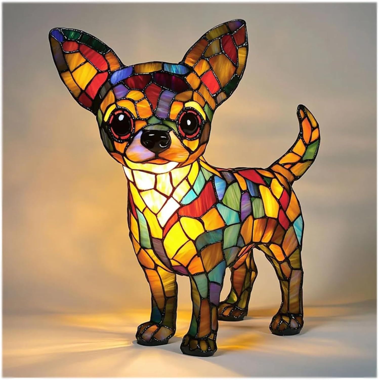 Lampada Corgi e lampada a forma di carlino, luce notturna artistica a tema cane, in resina, con bulldog francese, lampada da tavolo colorata, a tema cani, regalo per gli amanti dei cani