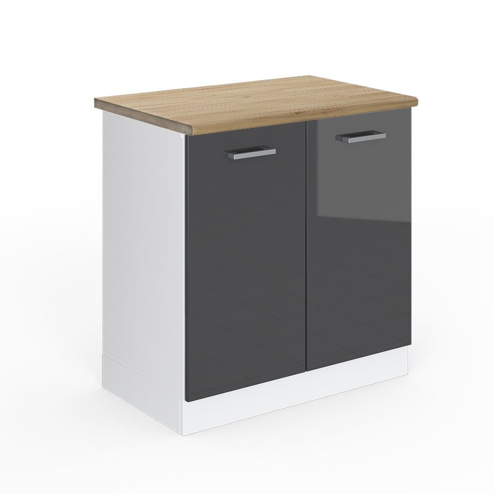 Vicco Szafka pod zlew R-Line, Antracyt wysoki połysk, 80 cm , BP Dąb
