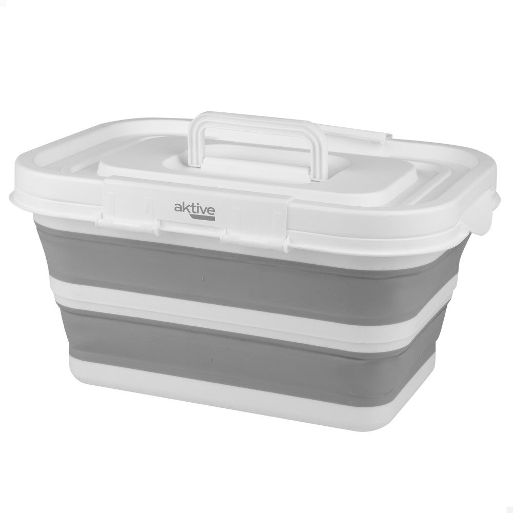 Aktive cesta plegable rectangular multiusos 15 litros c/tapa y cierre de seguridad