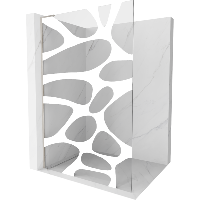 Mexen Kioto L ścianka prysznicowa Walk-in 120 x 200 cm, biała fala, nikiel szczotkowany - 800-120-103-97-97