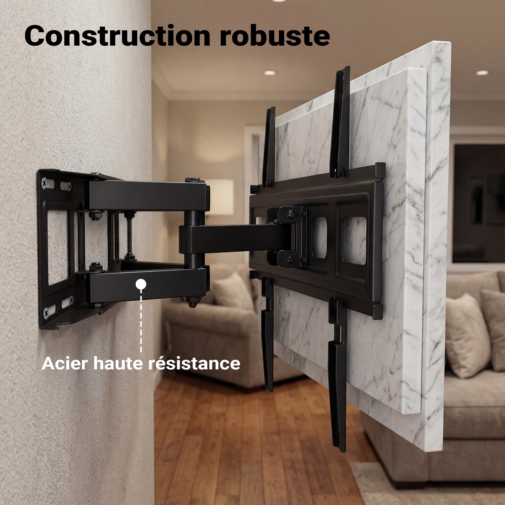Support TV mural Écrans 37 à 80 pouces Bras pivotant 120° Inclinable Rotatif Dispositif Support Orientable Toboli - 7
