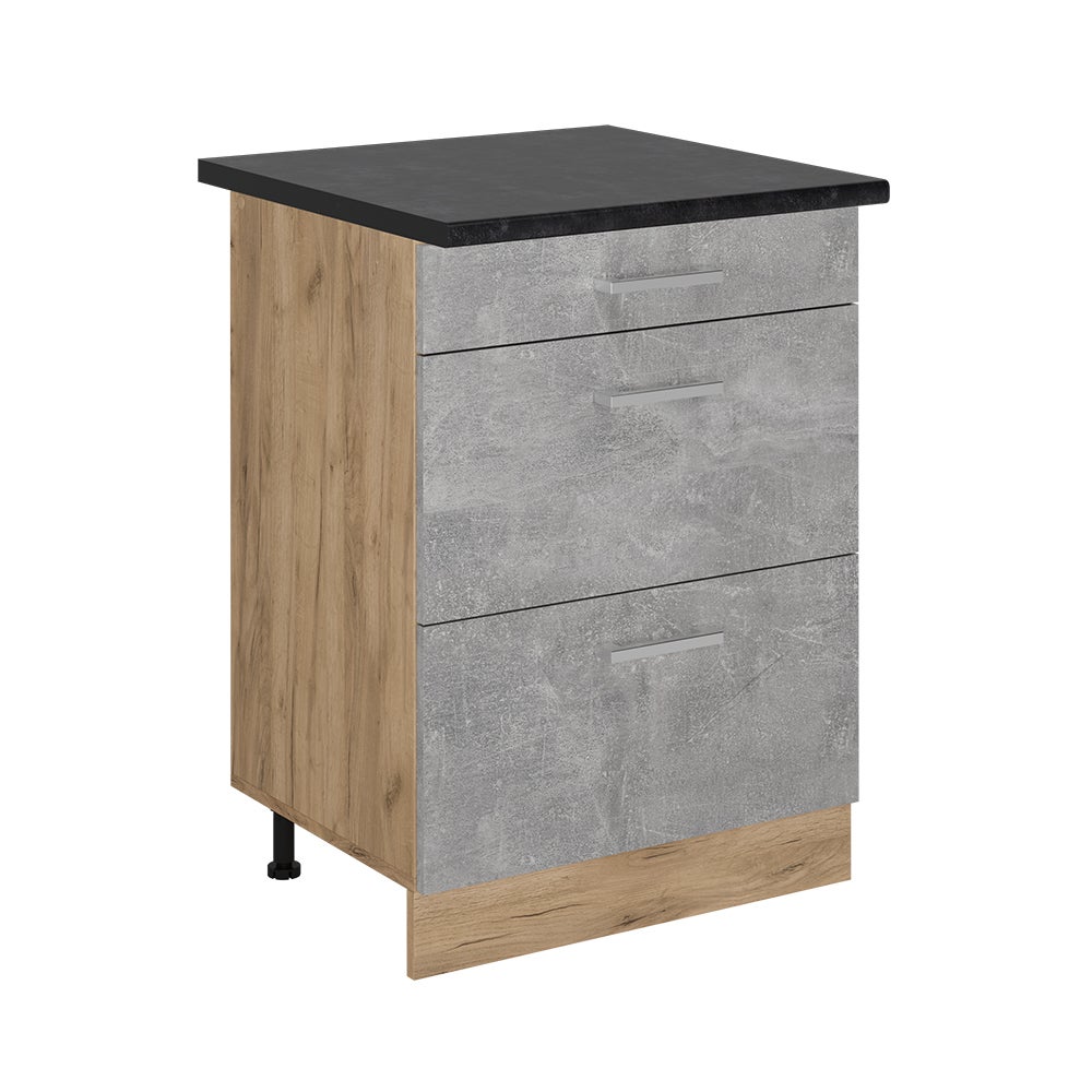 Vicco Szafka dolna do kuchni R-Line, Beton, 60 cm z szufladami, BP Antracyt
