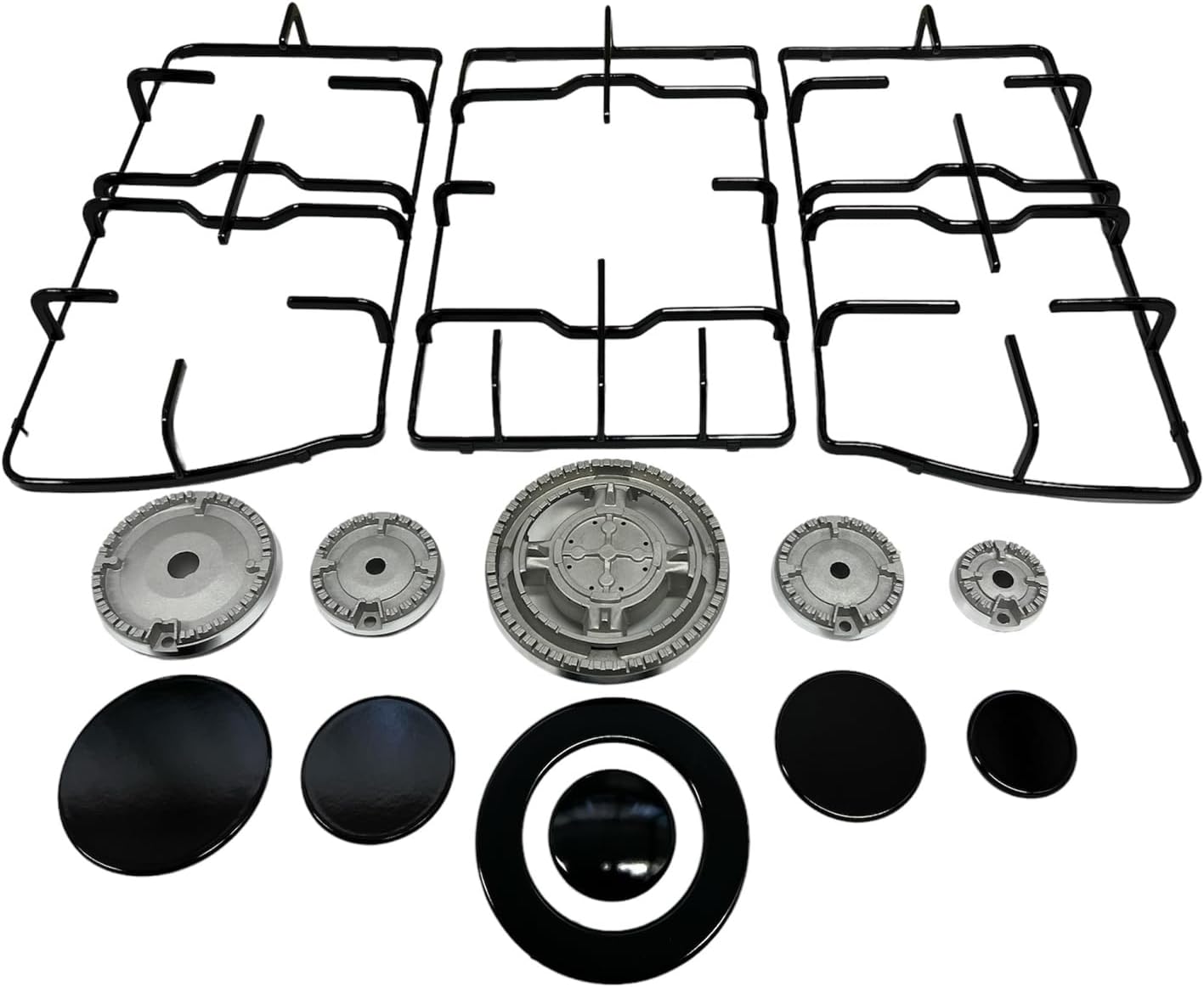 Kit Ricambio Fornelli E Griglie Per Piano Cottura Franke 4 Fuochi - Corona Tripla + Grande + Medio + Piccolo + 3 Griglie